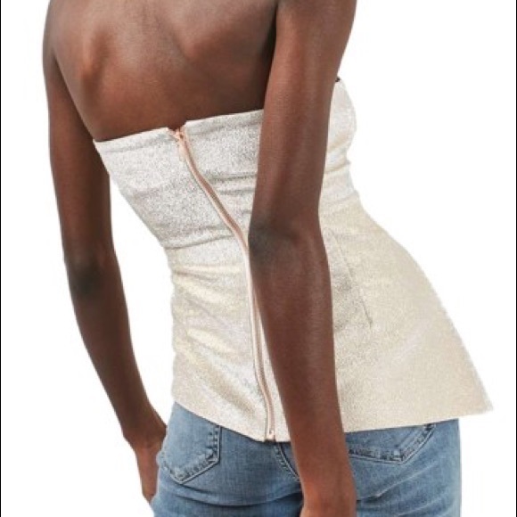 Topshop asymmetrical strapless top - Picture 4 of 6